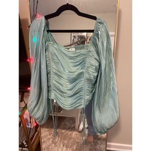 NWOT Revolve Line & Dot Mint Teal Ruched Crop Top